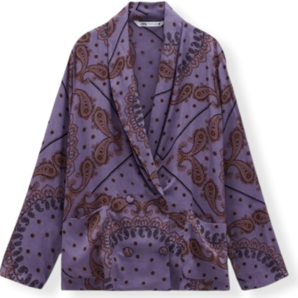 Printed crossed paisley coat style blouse - Picture 5 of 5